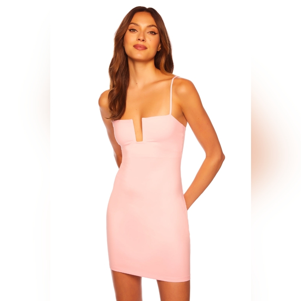 Nwt Susana Monaco Square wire string Blush Pink Mini‎ Dress REVOLVE L